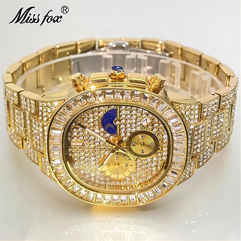 Luxury Watch Iceberg - Luksusowe złote zegarki męskie MISSFOX mrożone